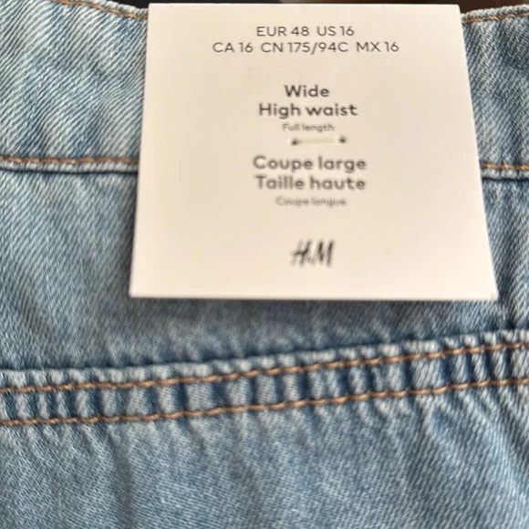 H&M JEANS (DIVIDE), WIDE HIGH, SIZE 16 - Picture 4 of 12